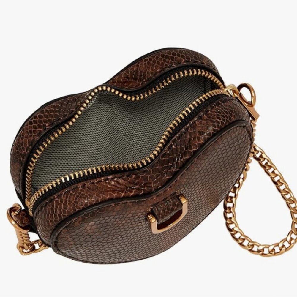 Fossil Embossed Python Leather Heart Mirco Bag - Picture 3 of 10